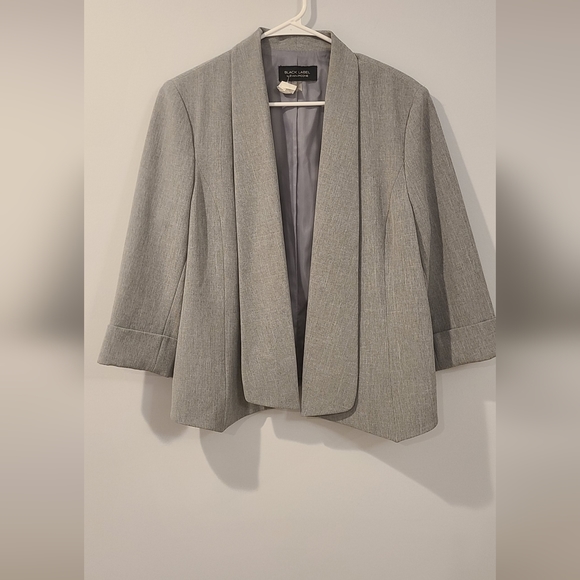 Evan Picone Jackets & Blazers - Evan Picone Grey Shawl Lapel Open Blazer Jacket Size 14